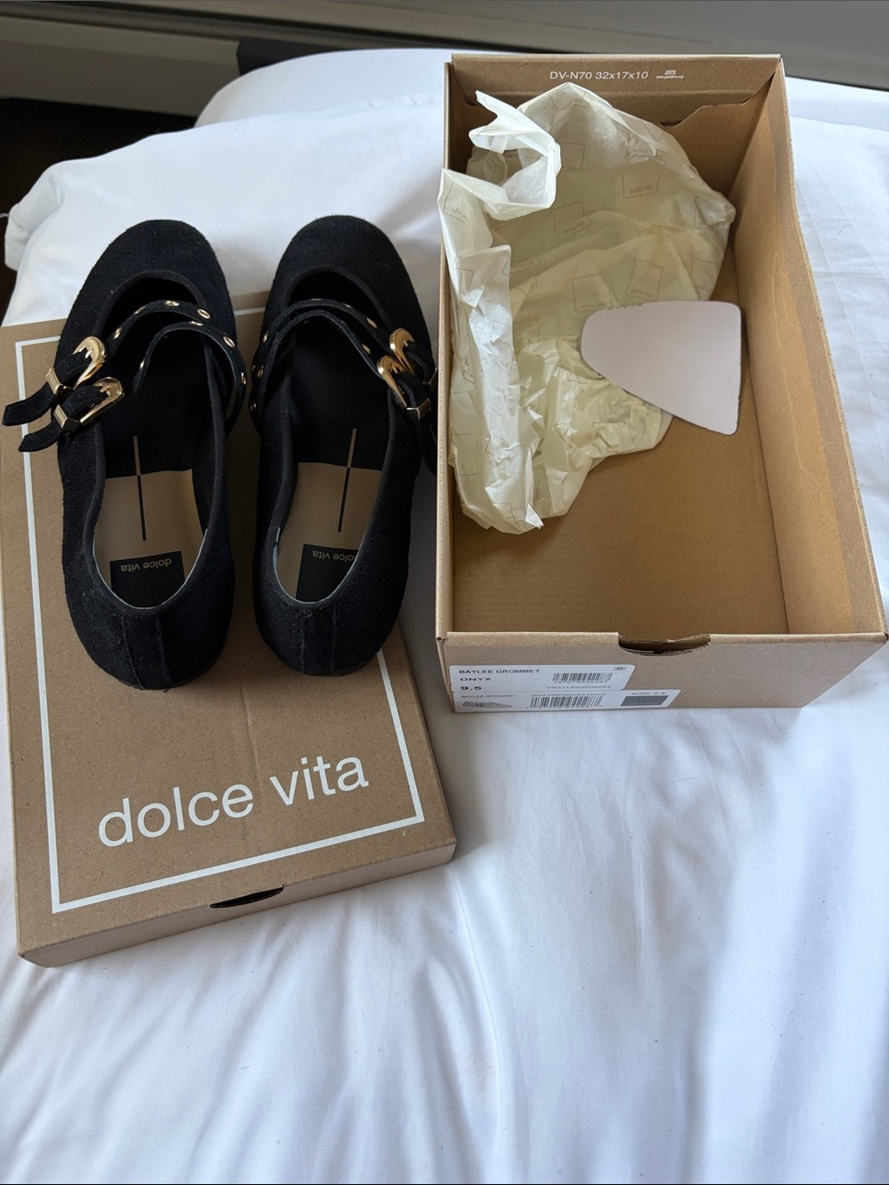 Dolce Vita Black Mary Jane Flats with Double Gold Buckles